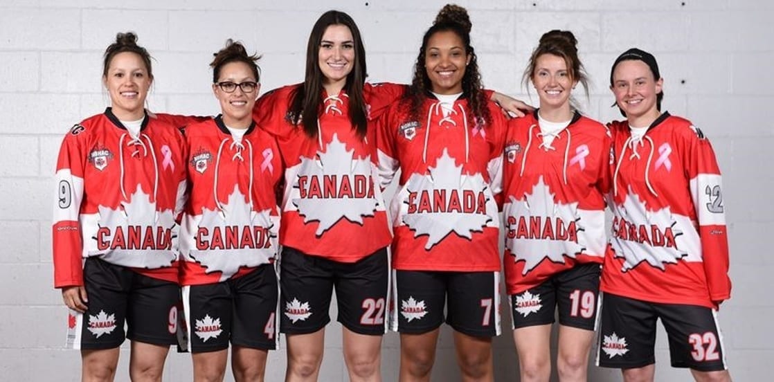 Danielle Sero, Brittney Sero, Lisa Buratynski, Saroya Tinker, Bobbi-Lee Churly and Jalene McCulloch Team Canada WBHF 2017